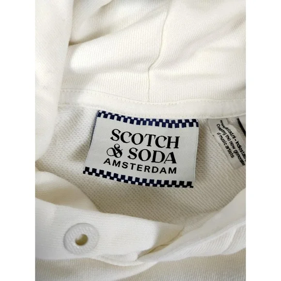 Scotch & Soda Hoodie‎ Mens Medium White Graphic Pullover Fleece Cartoon Thrashed - Picture 3 of 11